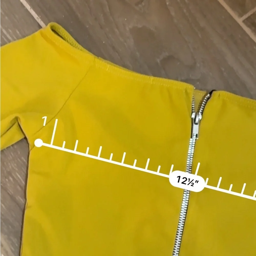 Misguided Yellow Crop top Size 6 Short Sleeve Round Neck Top with full back zip